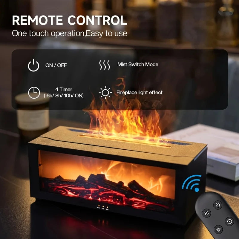cozy Fireplace Flame Cool Mist Humidifier with Remote